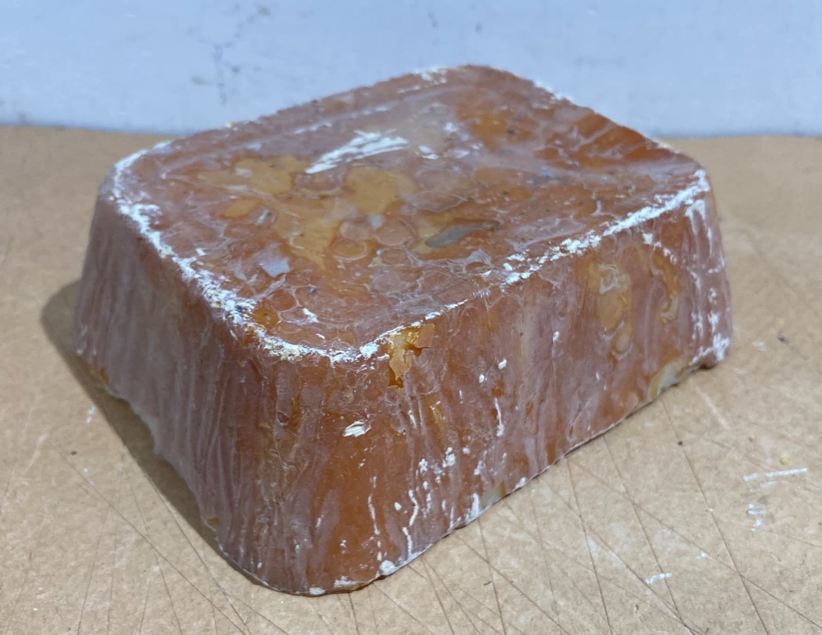 Insolito Oggetto, Probabilmente Blocco Di Cera Solida, Superficie Ambrata d'Epoca