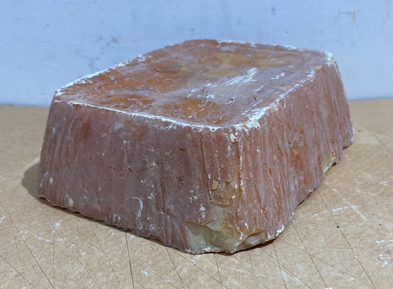 Insolito Oggetto, Probabilmente Blocco Di Cera Solida, Superficie Ambrata d'Epoca