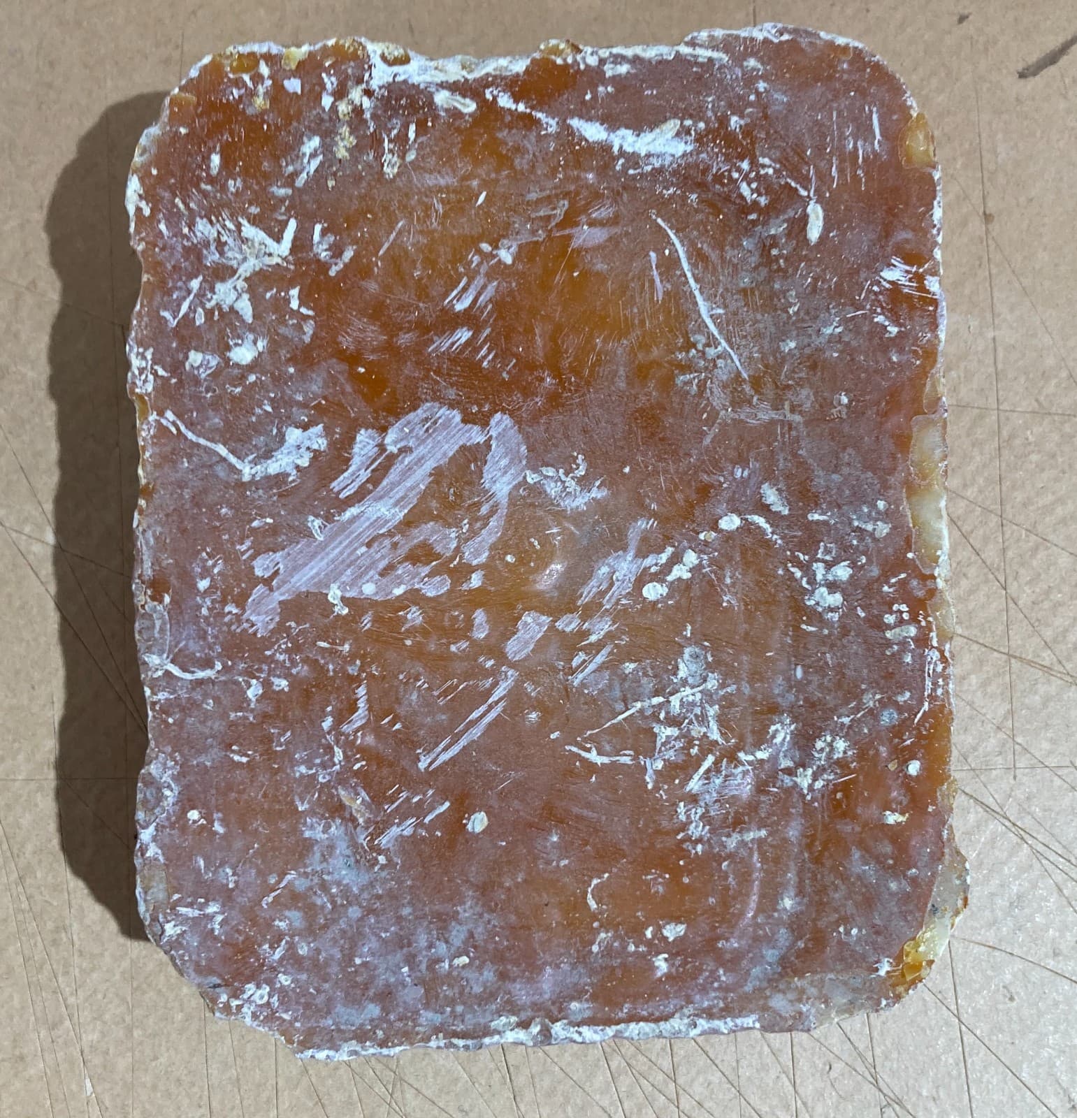 Insolito Oggetto, Probabilmente Blocco Di Cera Solida, Superficie Ambrata d'Epoca