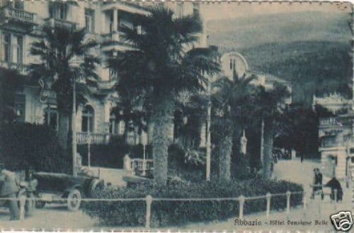 Cartolina Antica Hotel Pensione Belle Vue, Abbazia, Anni '20
