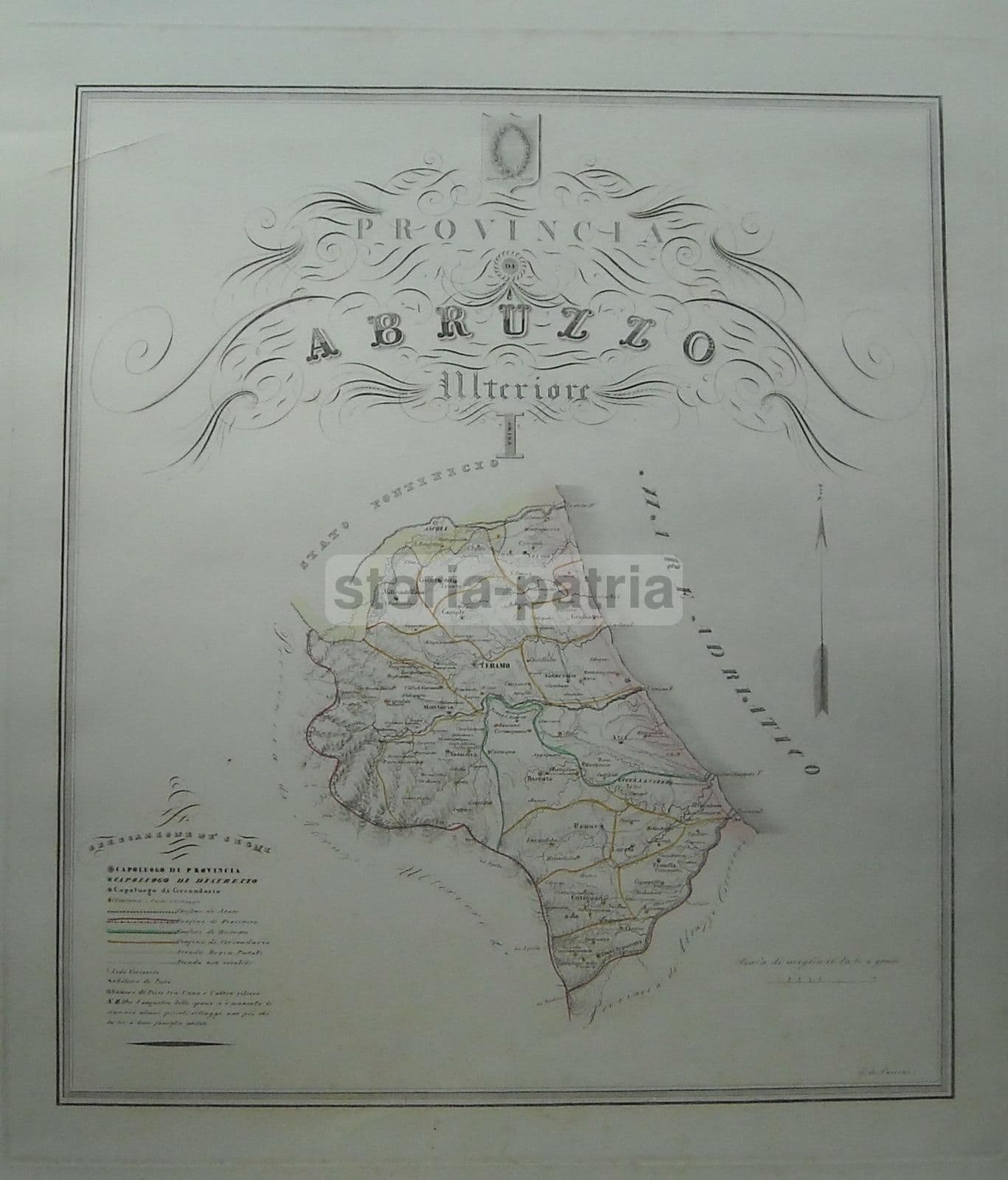 Mappa Antica Abruzzo Ulteriore I, Teramo E Pescara, De Sanctis, 1850