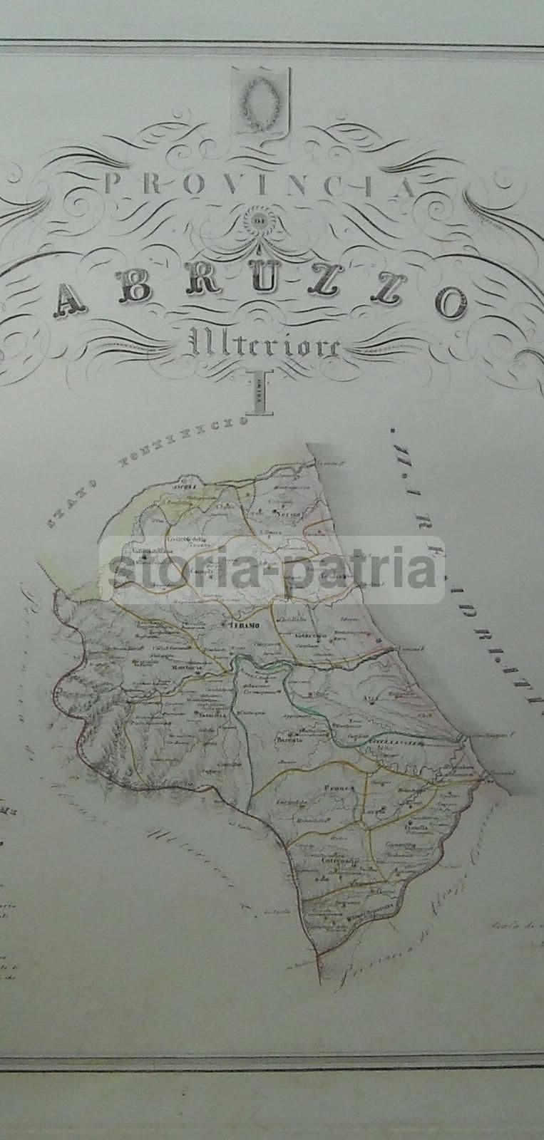 Mappa Antica Abruzzo Ulteriore I, Teramo E Pescara, De Sanctis, 1850
