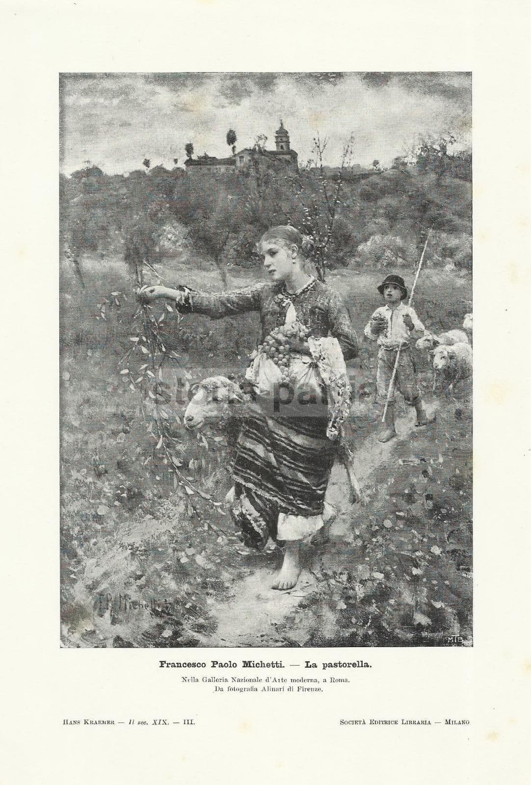 Francesco Paolo Michetti, La Pastorella. Stampa Alinari, Primi '900