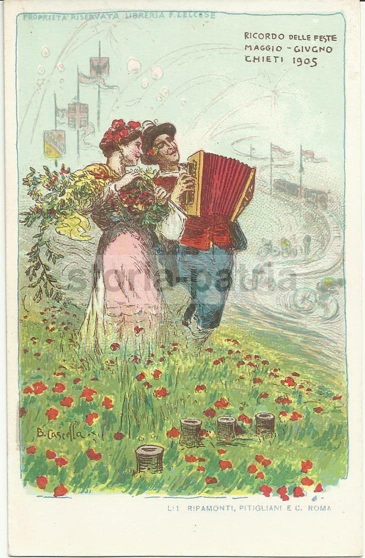 Cartolina Basilio Cascella Mostra d'Arte Abruzzese Chieti 1905