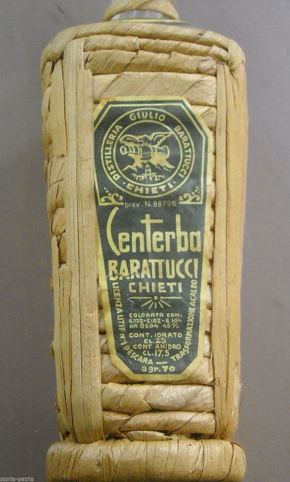 Bottiglia Impagliata Liquore Centerba Barattucci Chieti Vintage
