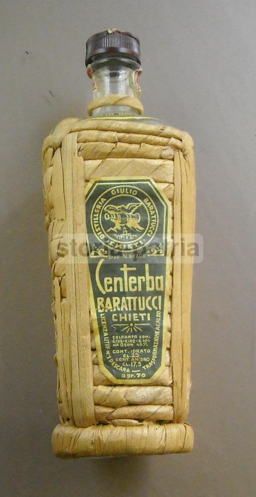 Bottiglia Impagliata Liquore Centerba Barattucci Chieti Vintage