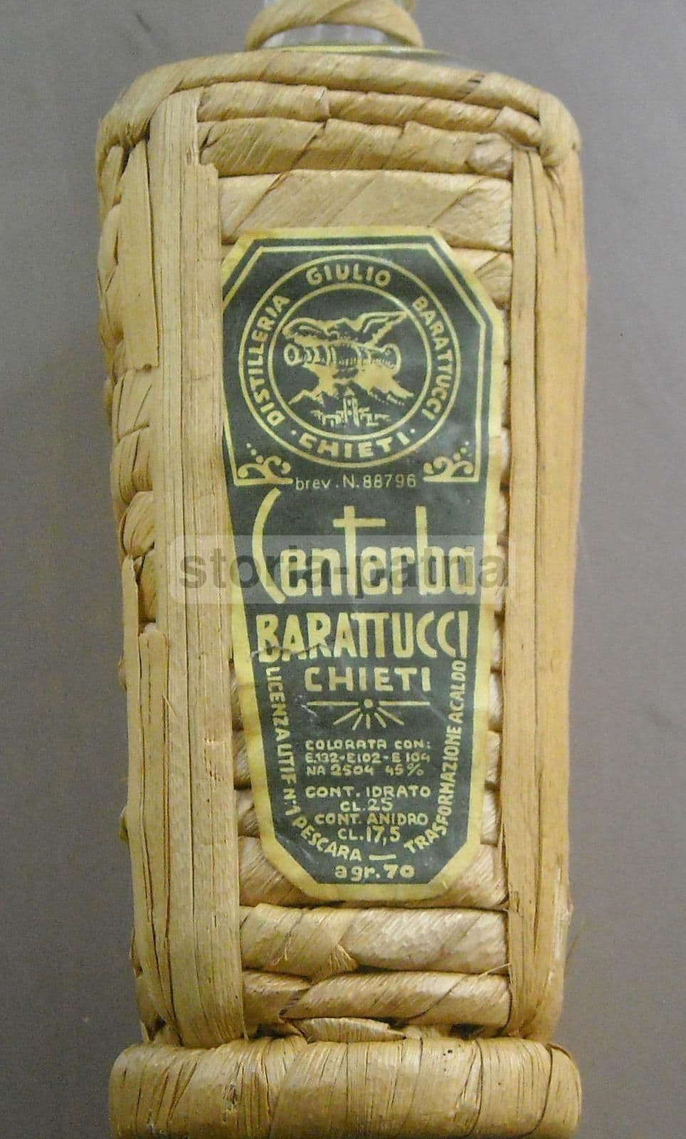 Bottiglia Impagliata Liquore Centerba Barattucci Chieti Vintage