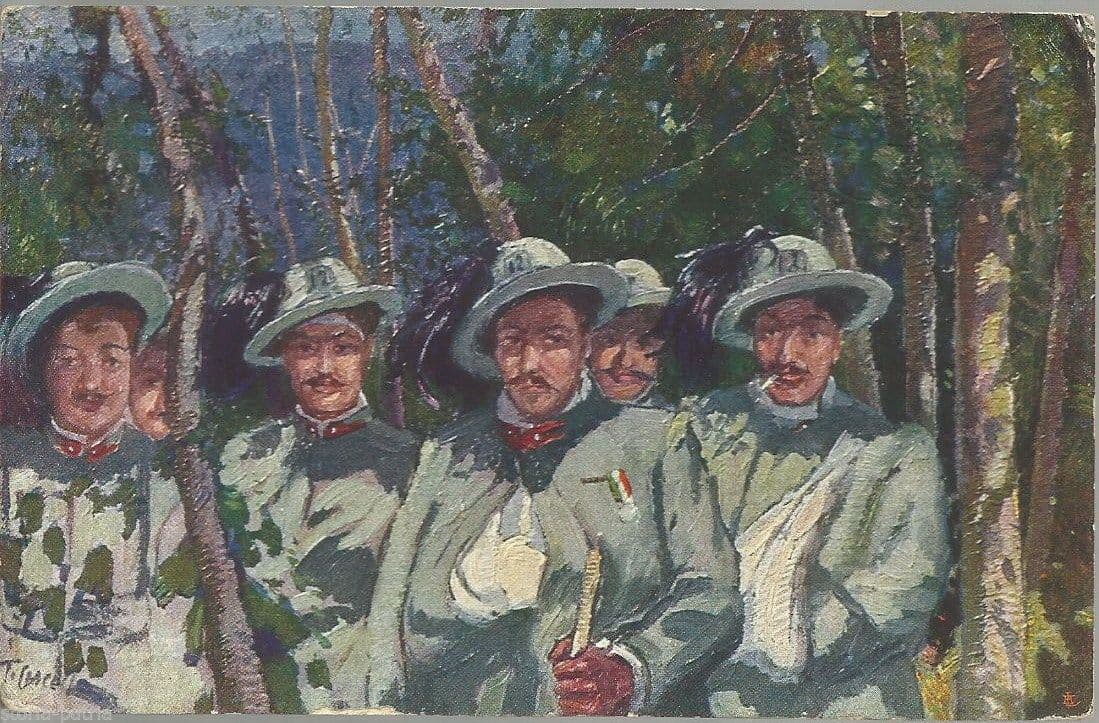 Cartolina Della Croce Rossa Italiana, Tommaso Cascella, Bersaglieri Feriti A Montenero