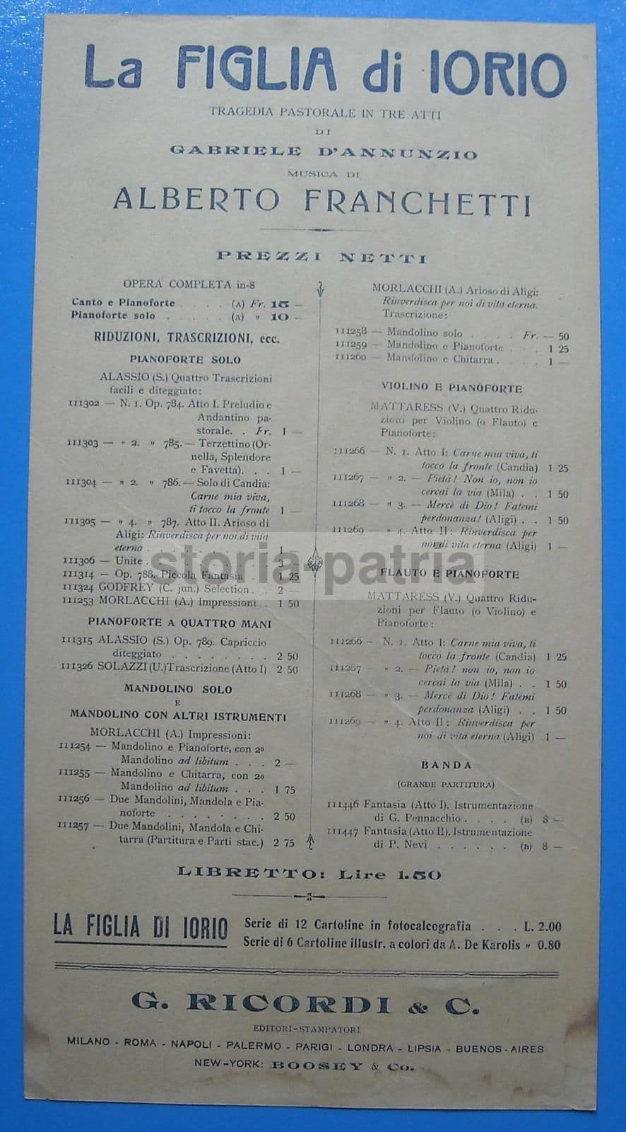 La Figlia Di Iorio d'Annunzio Franchetti Manifesto De Karolis 1900