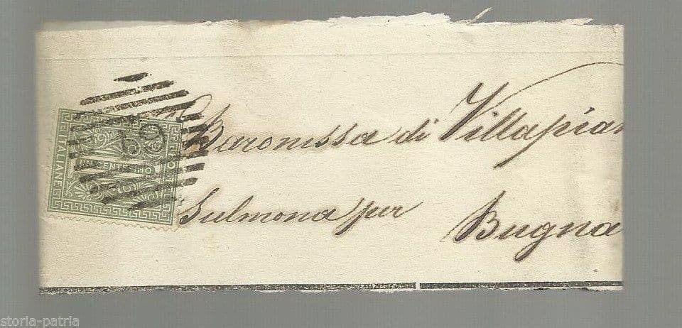 Antica Affrancatura Postale Sulmona Baronessa Villapiana, XIX Secolo