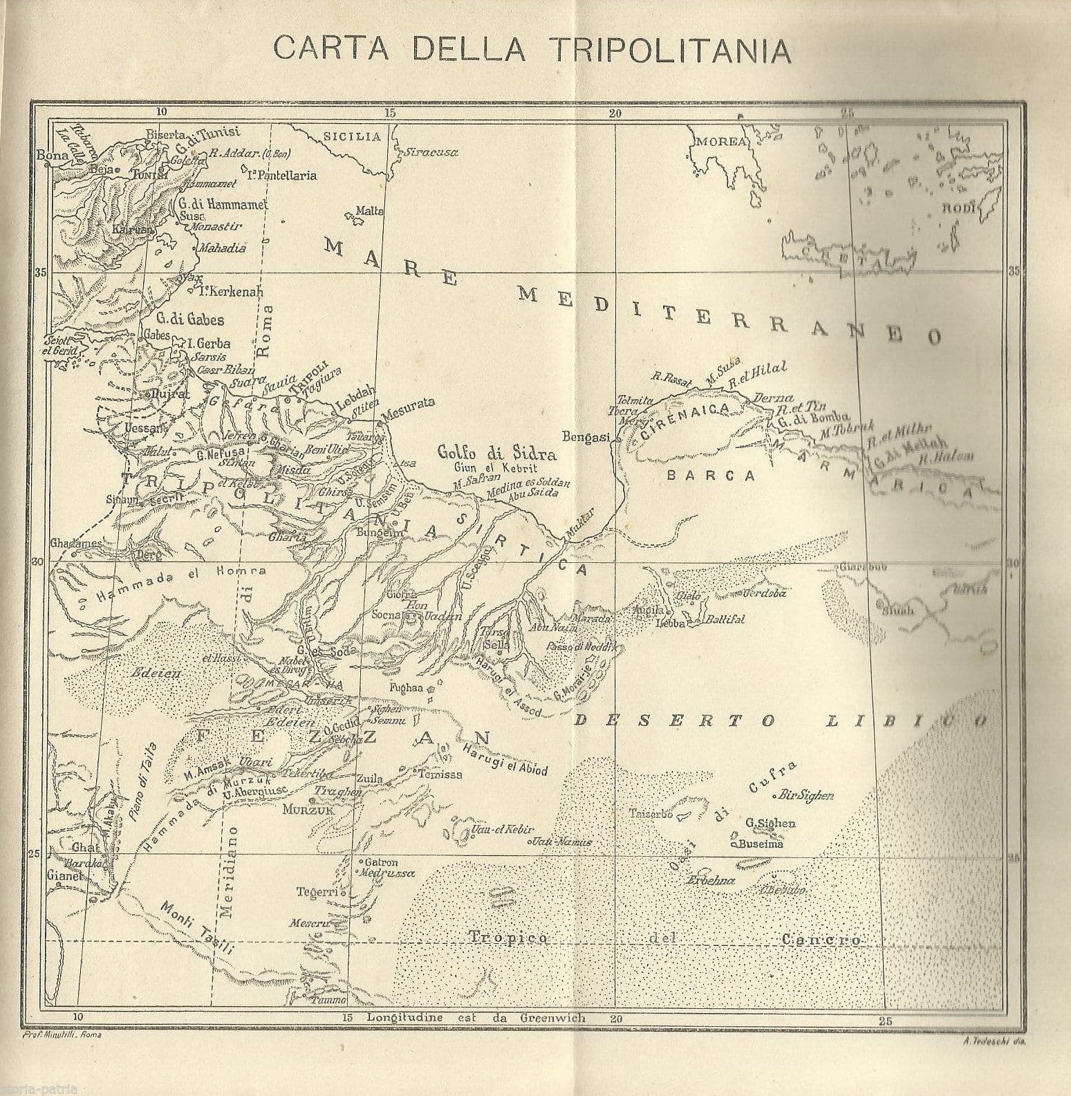 La Tripolitania (Minutilli, 1902). Libia, Cirenaica, Fezzan, Tuareg Con Mappa
