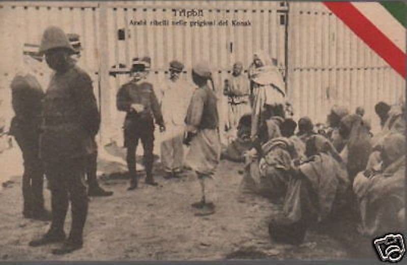 Cartolina Tripoli Prigionieri Ribelli Arabi Komak Epoca Coloniale
