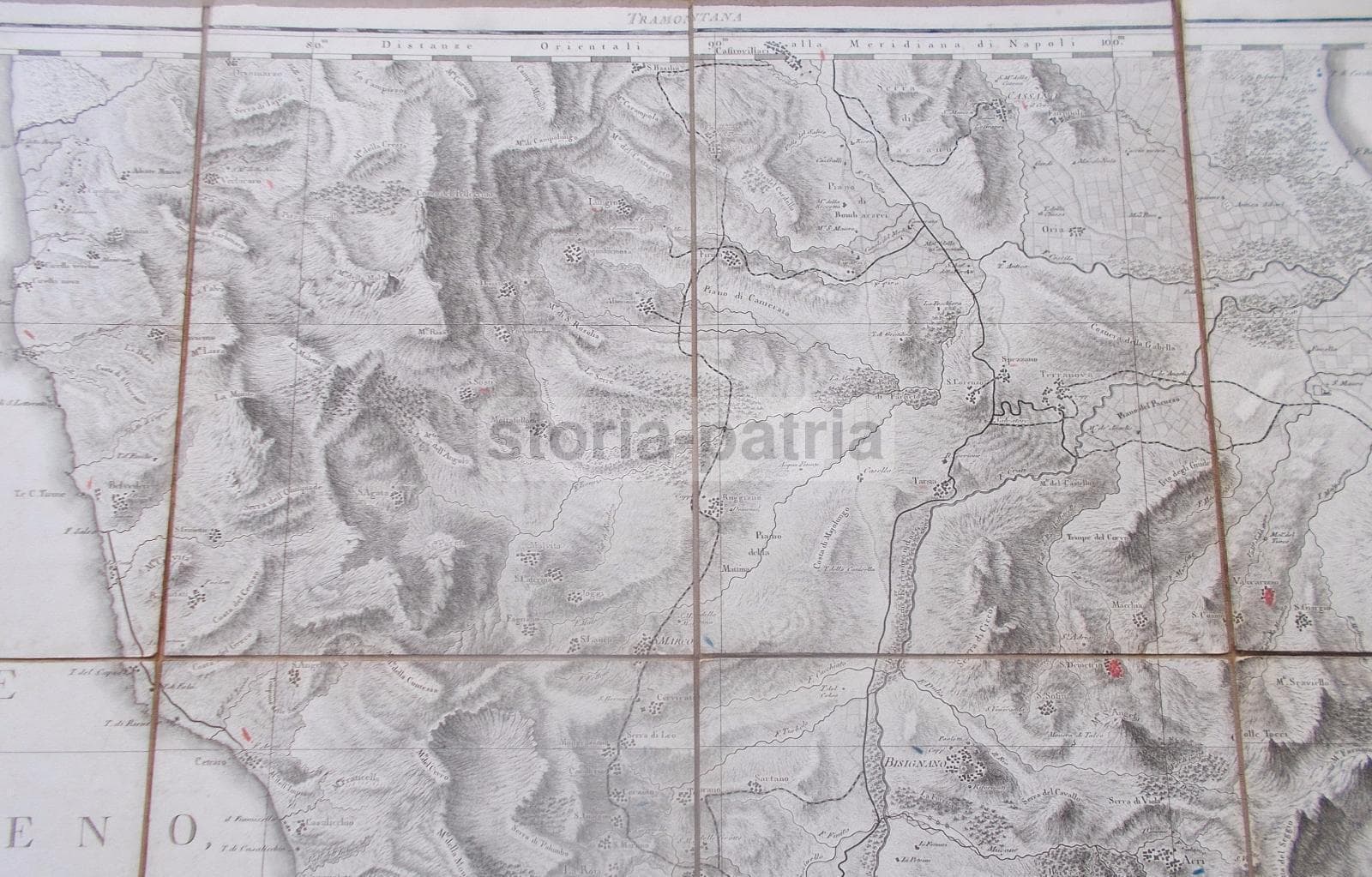 Mappa Antica Calabria 1789 Rizzi Zannoni Bisignano Cassano
