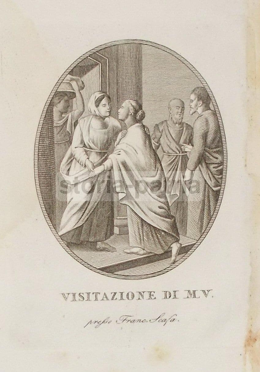 Incisione Napoletana Visitazione Maria Vergine, Francesco Scafa, Metà '800