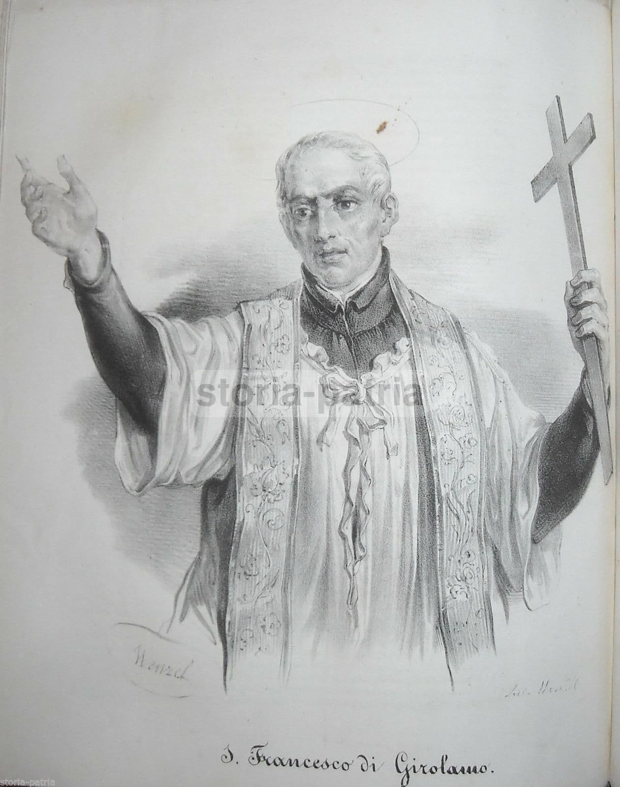Litografia San Francesco Di Girolamo, Wenzel, Napoli, 1840, Grottaglie