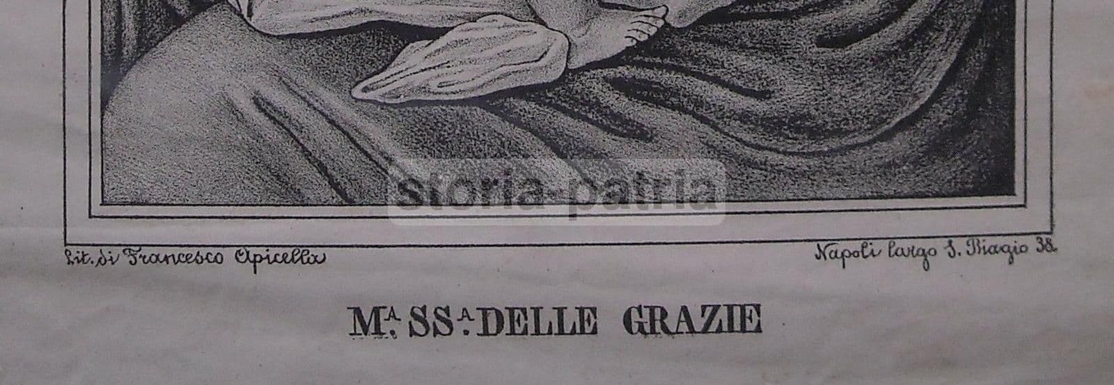 Stampa Litografica Madonna Delle Grazie, Allattamento, Napoli, XIX Secolo