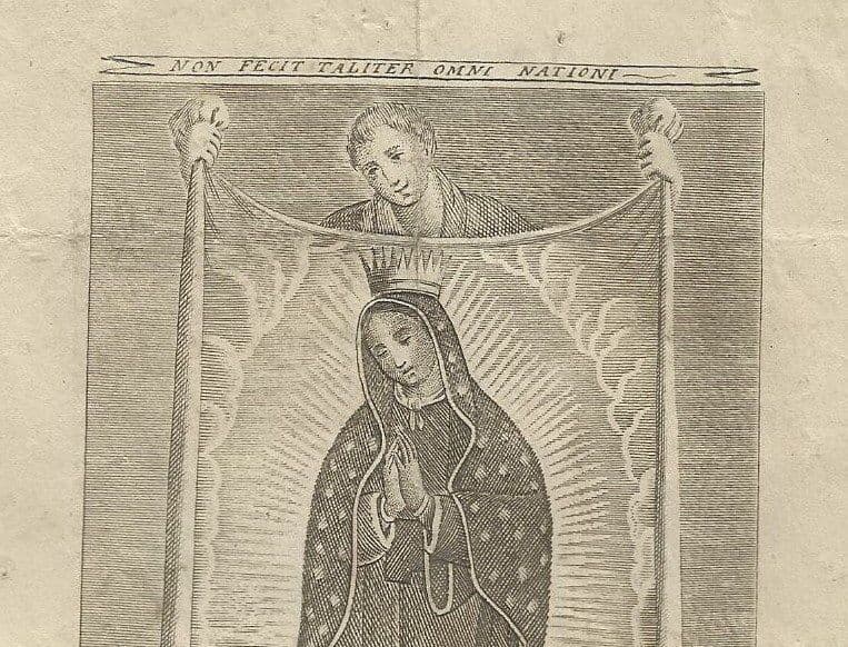 Stampa Devozionale Madonna Di Guadalupe, Napoli, Francesco Scafa, Metà XIX Secolo