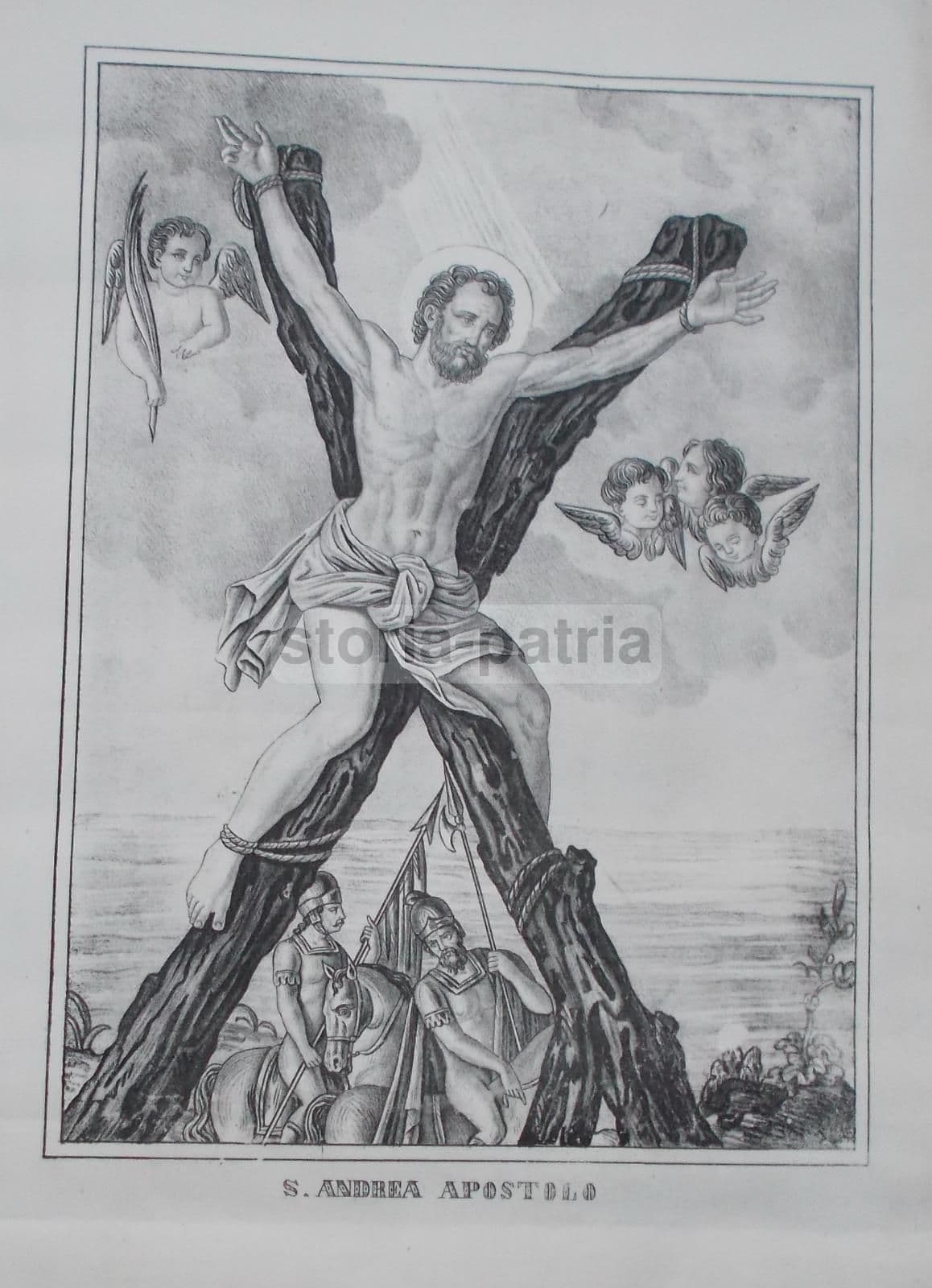 Sant'Andrea Apostolo, Stampa Litografica Della Crocifissione, XIX Secolo