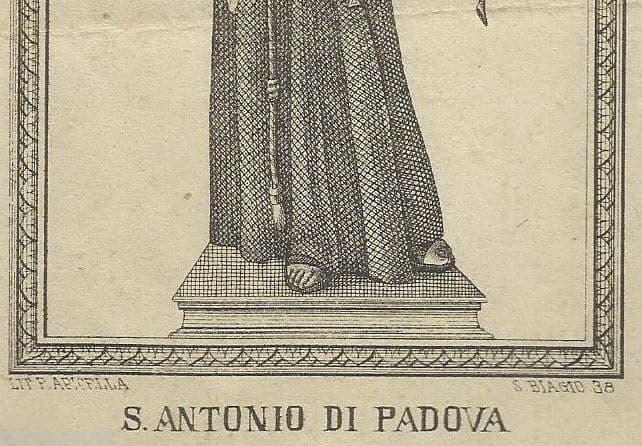 Stampa Litografica Sant'Antonio Di Padova, Francesco Apicella, Napoli, XIX Secolo