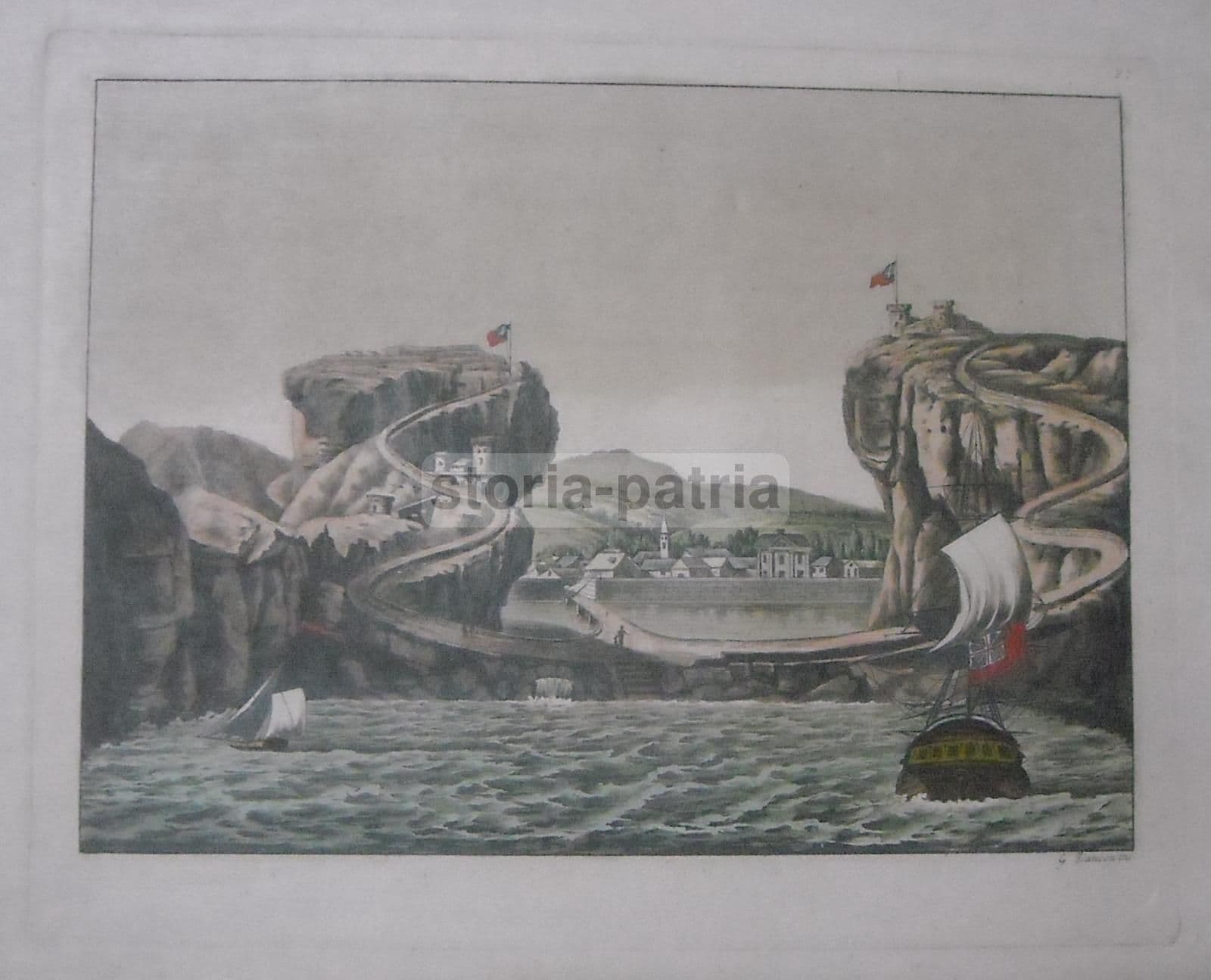 Antica Veduta Di Sant'Elena Con Velieri E Fortificazioni, Gaetano Zancon, XIX Secolo