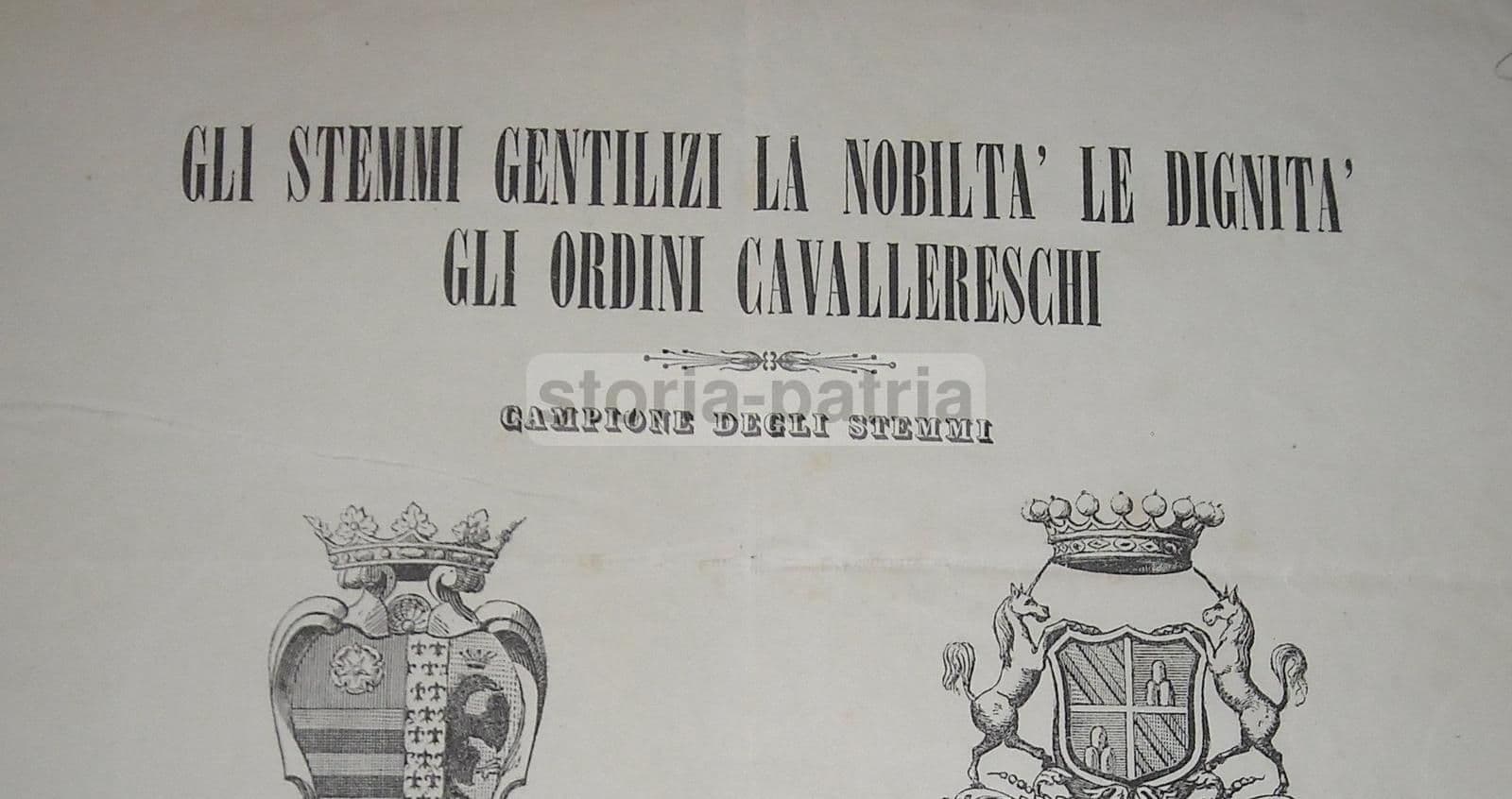 Foglio Volante Araldico: Stemmi Gentilizi E Nobiltà, Roma 1852