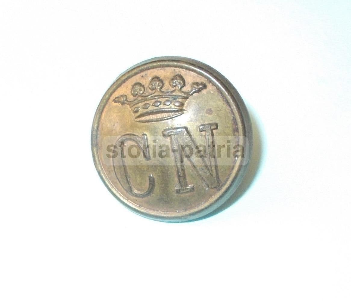 Bottone Antico Con Monogramma CN E Corona, De Gregorio Napoli, XIX Secolo