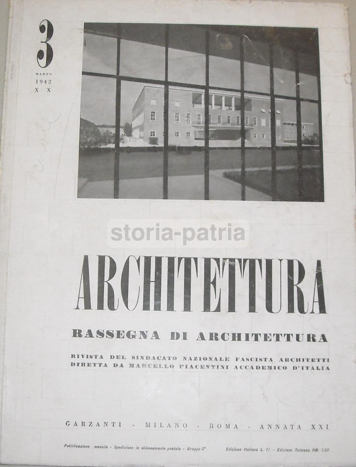 Rassegna Di Architettura, Diretta Da Marcello Piacentini, Marzo 1942 Garzanti, Milano