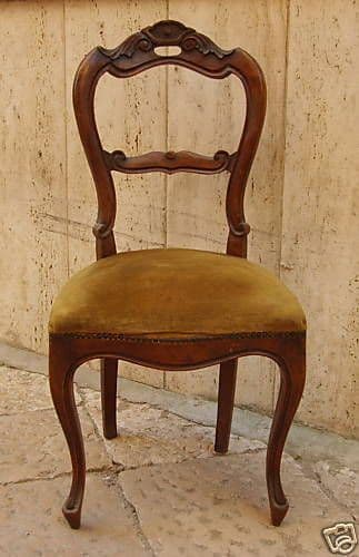 Sedia Imbottita Epoca Luigi Filippo In Legno Intagliato Da Restaurare