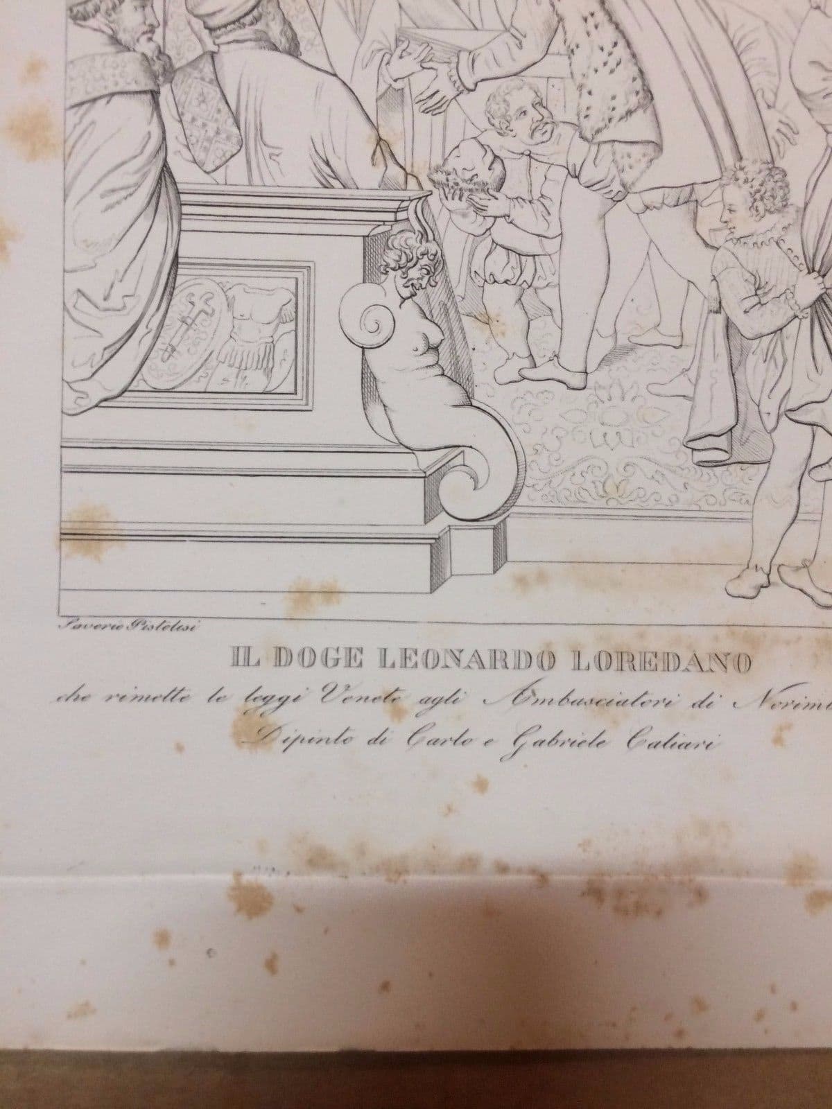 Incisione Antica: Il Doge Leonardo Loredan E Gli Ambasciatori Di Norimberga