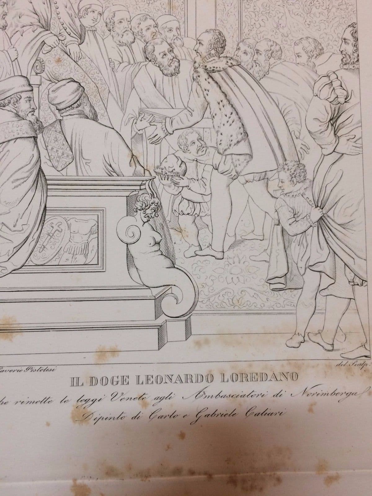 Incisione Antica: Il Doge Leonardo Loredan E Gli Ambasciatori Di Norimberga