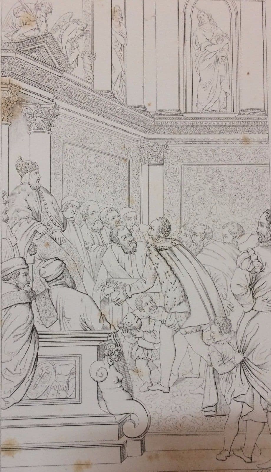 Incisione Antica: Il Doge Leonardo Loredan E Gli Ambasciatori Di Norimberga