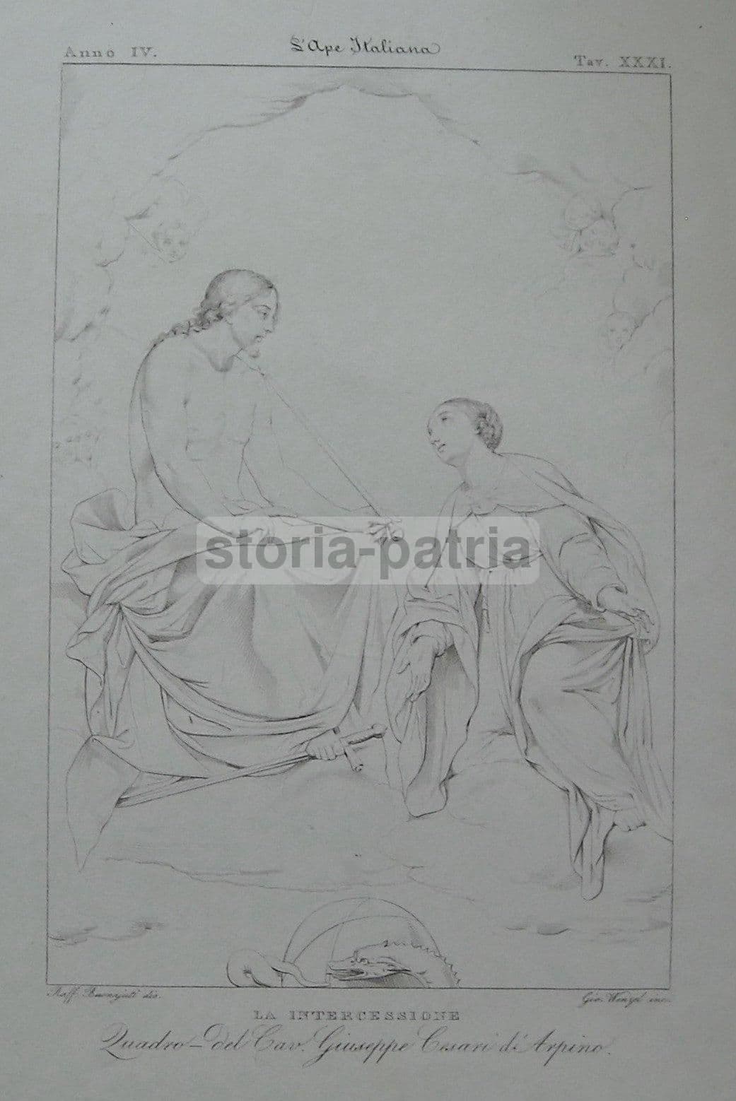 Incisione Wenzel Buonaiuti Cesari Gesù Salvatore XIX Secolo