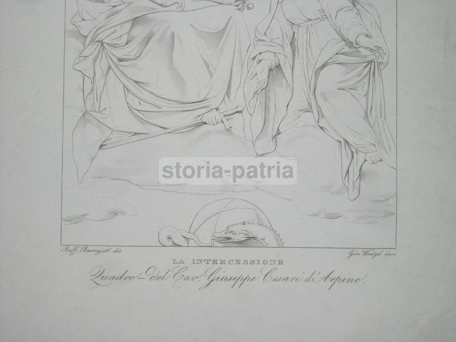 Incisione Wenzel Buonaiuti Cesari Gesù Salvatore XIX Secolo