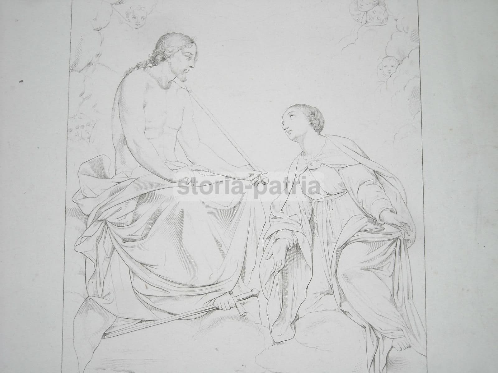 Incisione Wenzel Buonaiuti Cesari Gesù Salvatore XIX Secolo