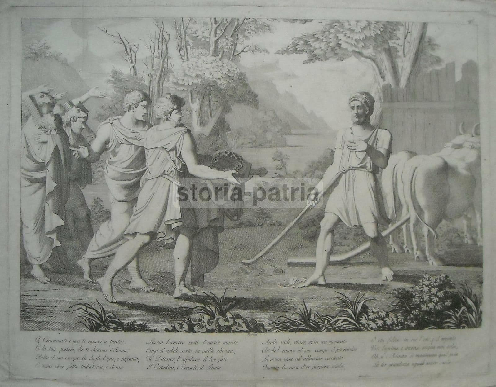 Incisione Antica Di Cincinnato, Filippo Pistrucci, 1820 Circa