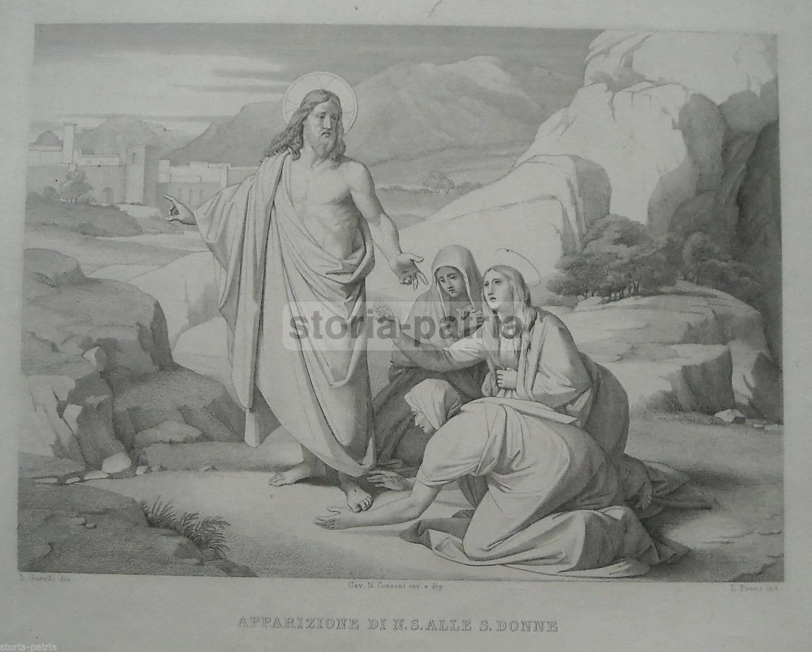 Apparizione Di Gesù Alle Donne, Incisione Di L. Penna Da N. Consoni E L. Garelli, Metà XIX Secolo