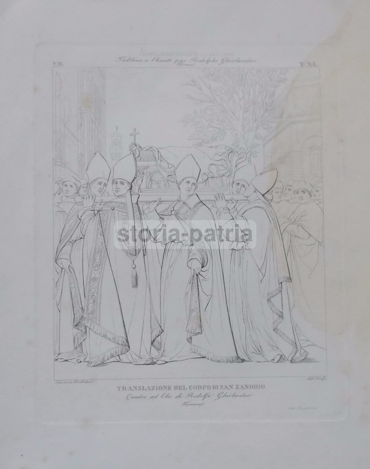 Stampa Antica San Zanobio: Traslazione (Ghirlandaio Pistolesi), XIX Secolo