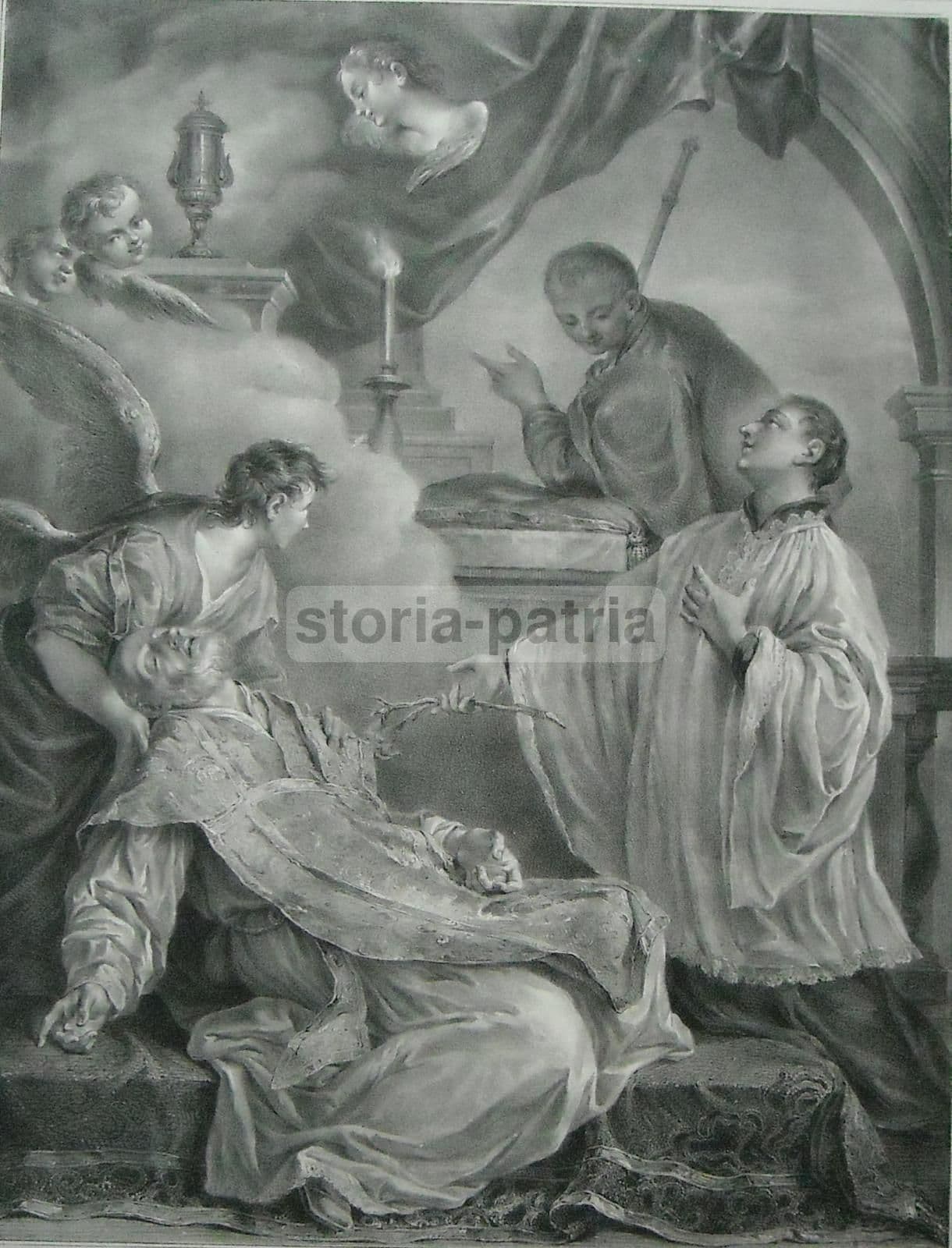 Stampa Litografica Wenzel Cignaroli Santi Avellino Gonzaga Kostka