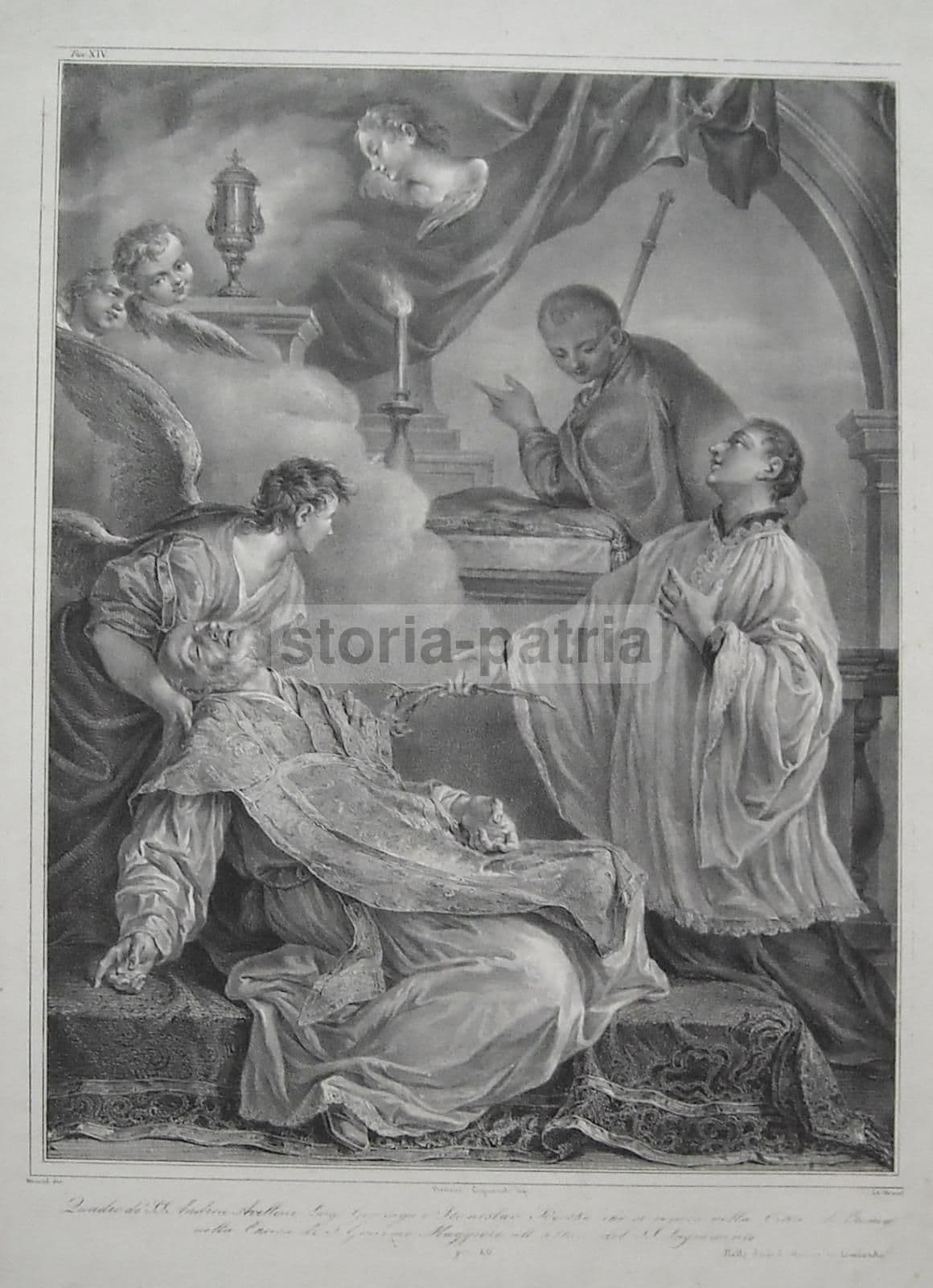 Stampa Litografica Wenzel Cignaroli Santi Avellino Gonzaga Kostka