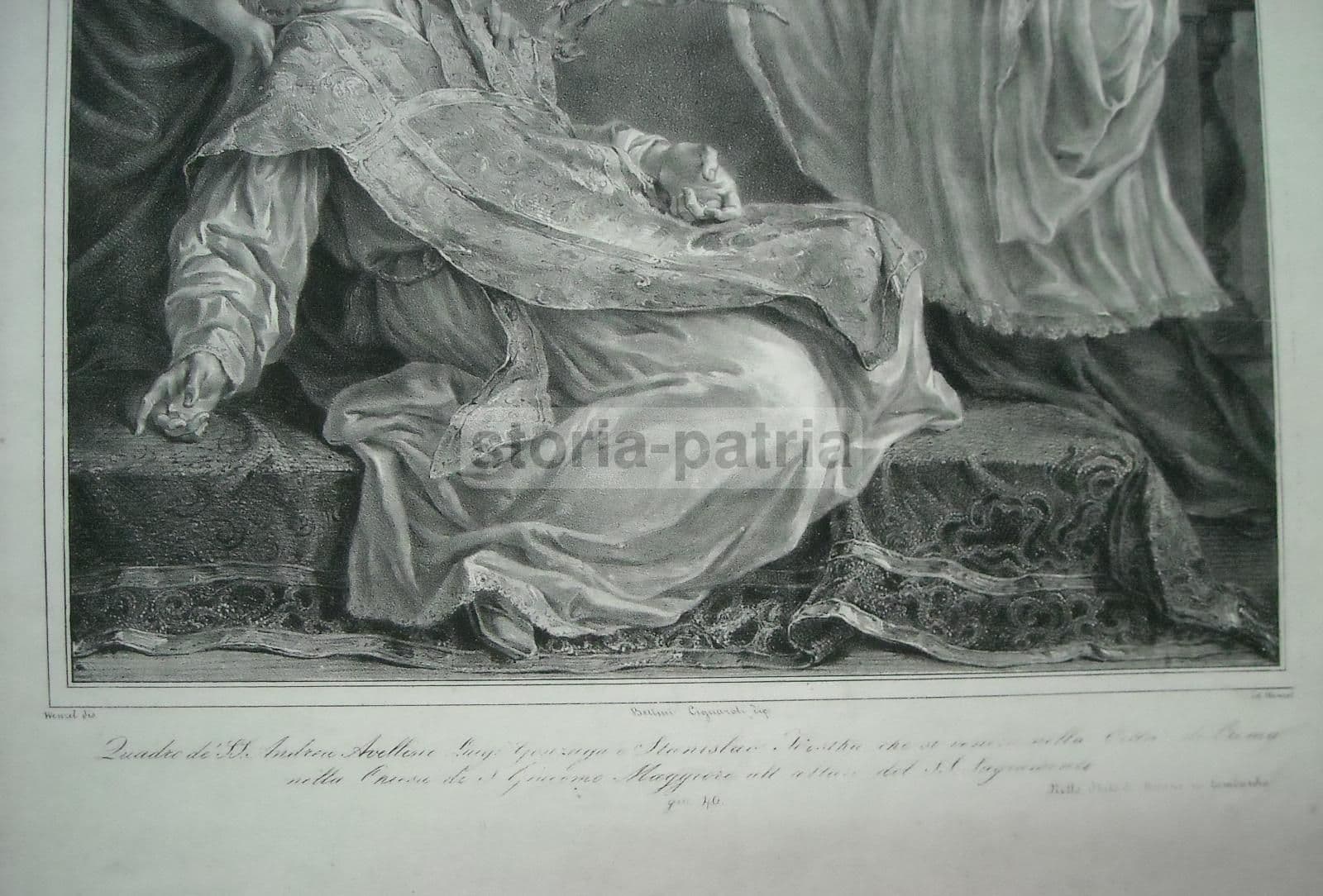 Stampa Litografica Wenzel Cignaroli Santi Avellino Gonzaga Kostka