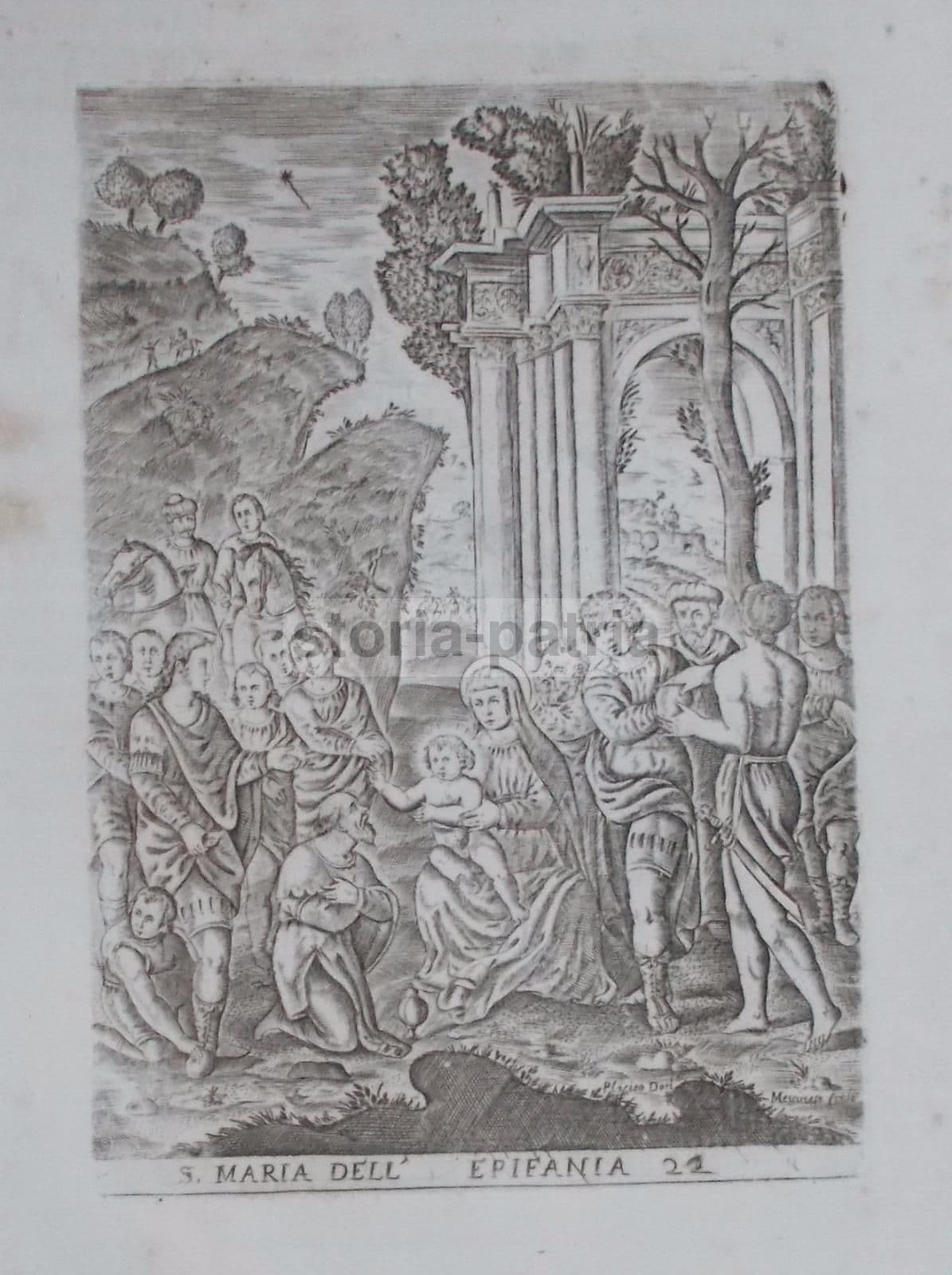 Stampa Antica Madonna Dell'Epifania, Placido Doni, Sicilia, XVIII Secolo