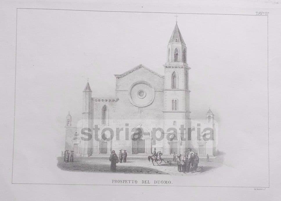 Antica Litografia Del Duomo Di Lucera, Puglia
