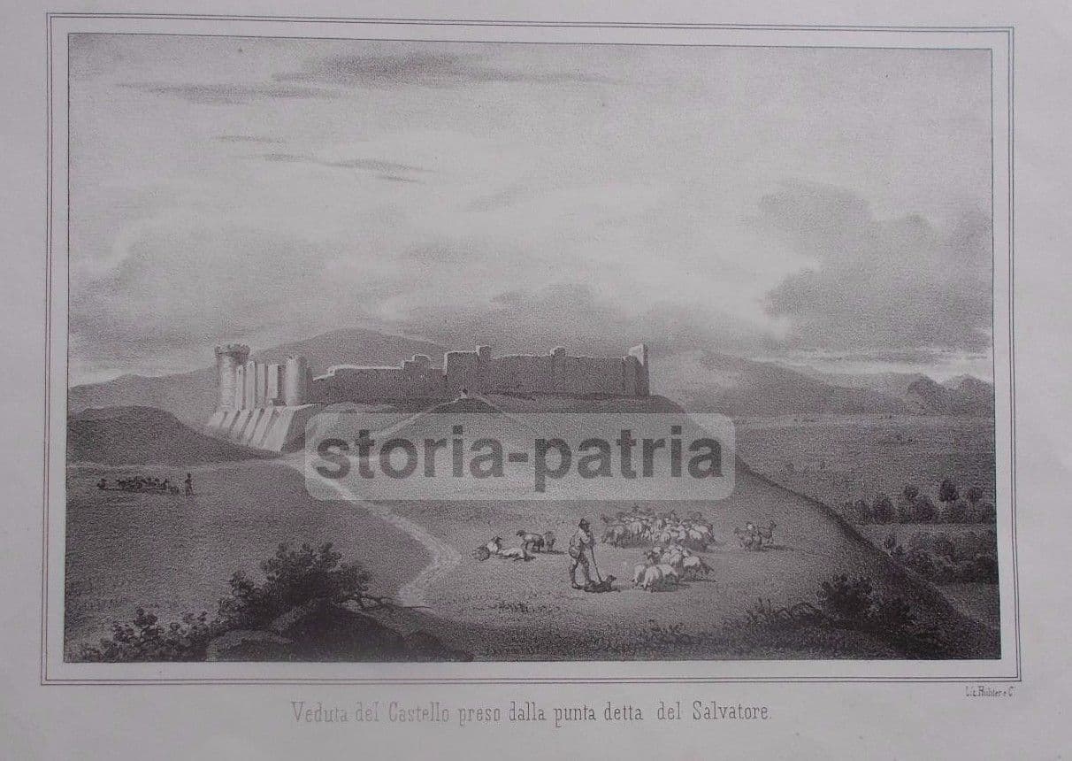 Antica Litografia, Castello Di Lucera, Puglia, Richter, Napoli, '800