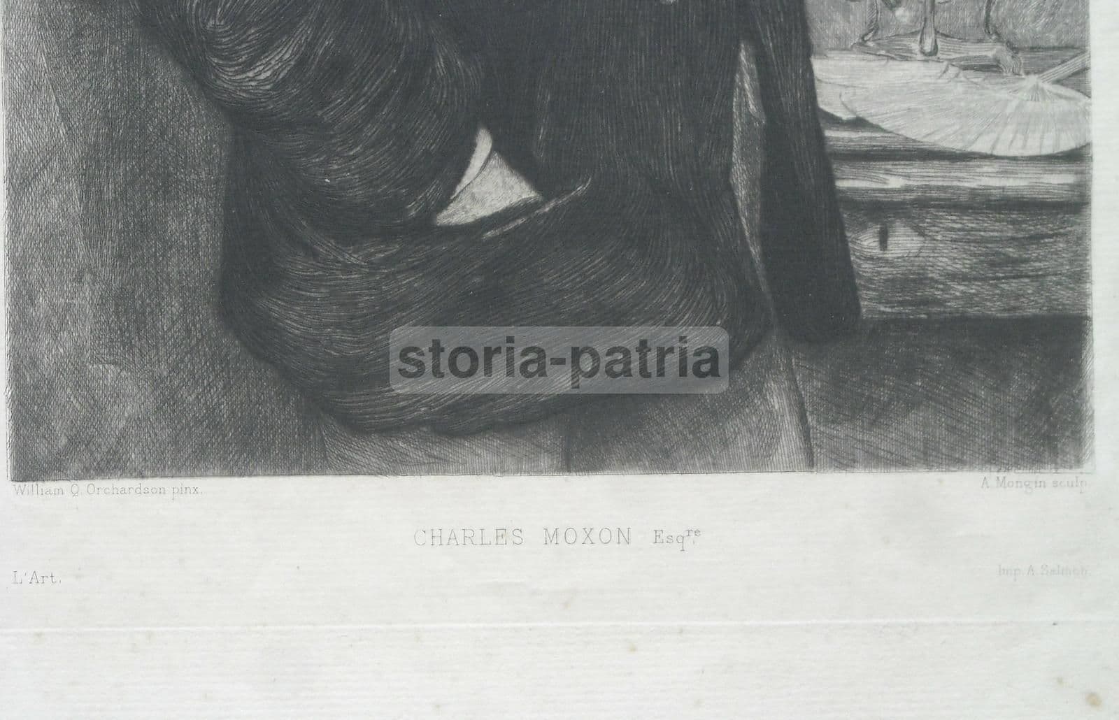 Ritratto Di Charles Moxon, Incisione Antica Di Mongin Da Orchardson, 1876