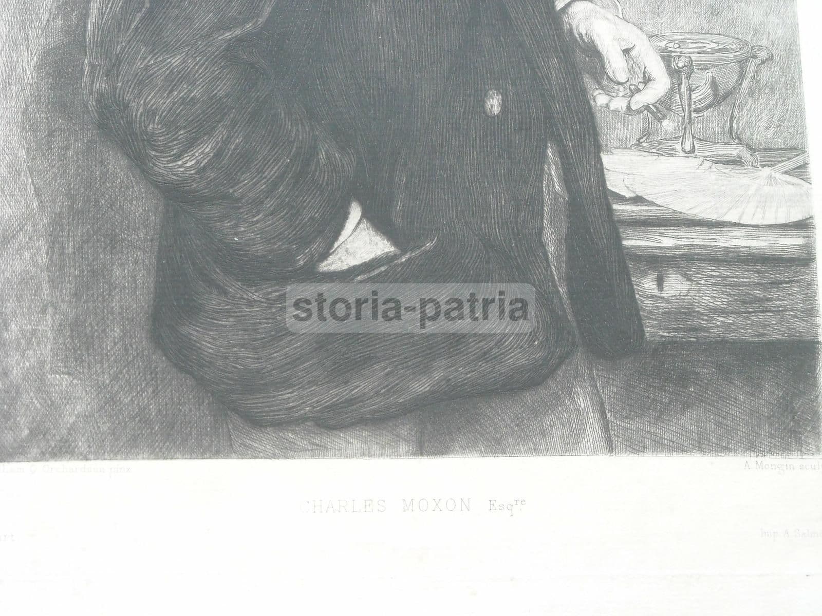 Ritratto Di Charles Moxon, Incisione Antica Di Mongin Da Orchardson, 1876