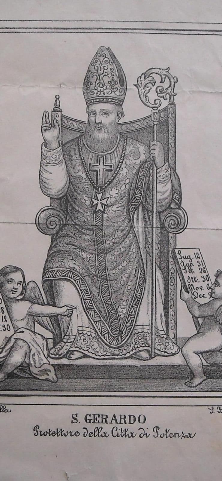 San Gerardo Protettore Di Potenza Stampa Devozionale Antica Litografia F. Apicella