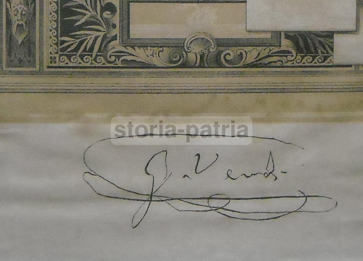 Stampa Antica Giuseppe Verdi Con Ritratti Di Faccio, Tamagno E Maurel, Fine '800