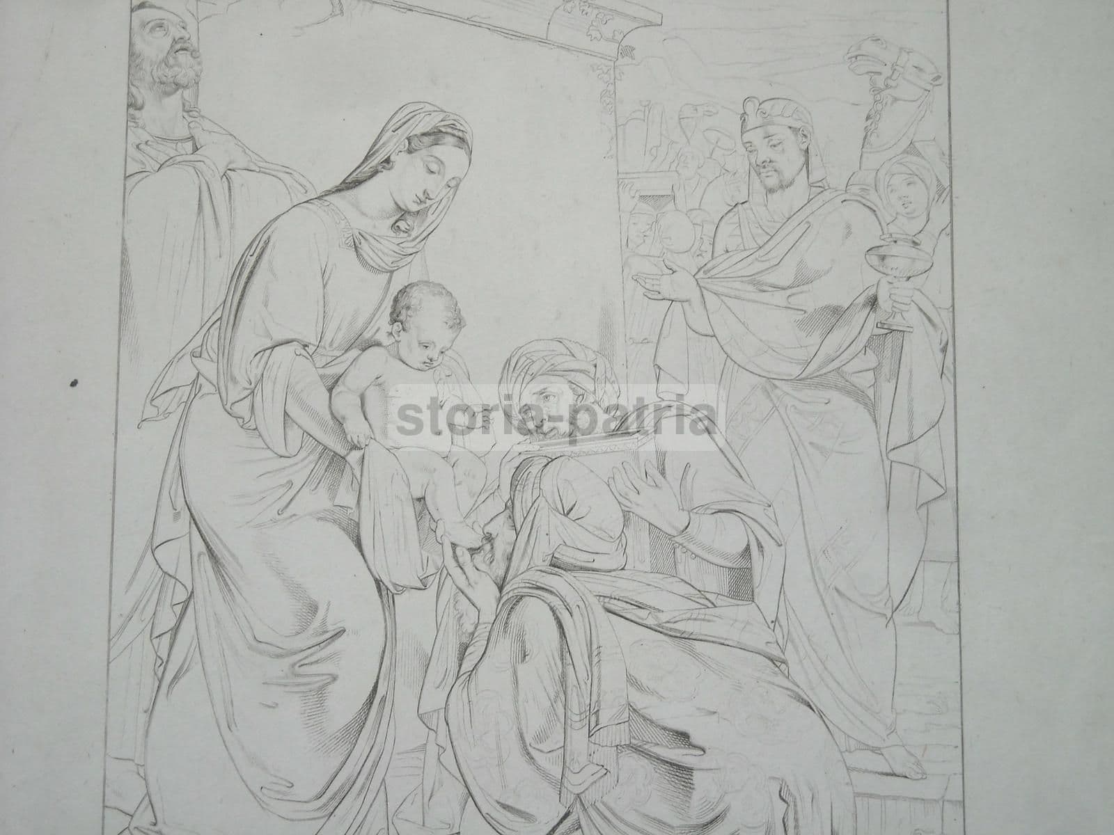 Adorazione Dei Magi: Incisione Originale Di G. Wenzel E Raffaele Buonaiuti (XIX Secolo)