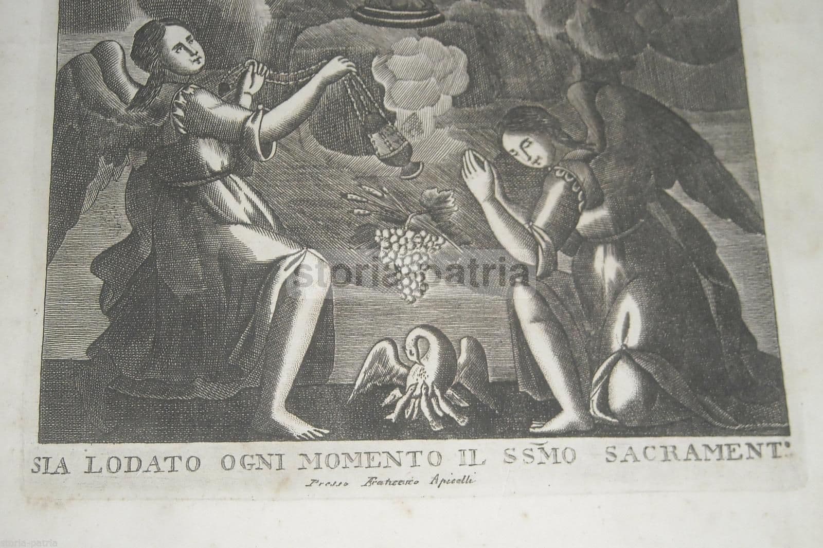 Stampa Devozionale Napoletana Del SS. Sacramento, Francesco Apicella, Fine XVIII Secolo