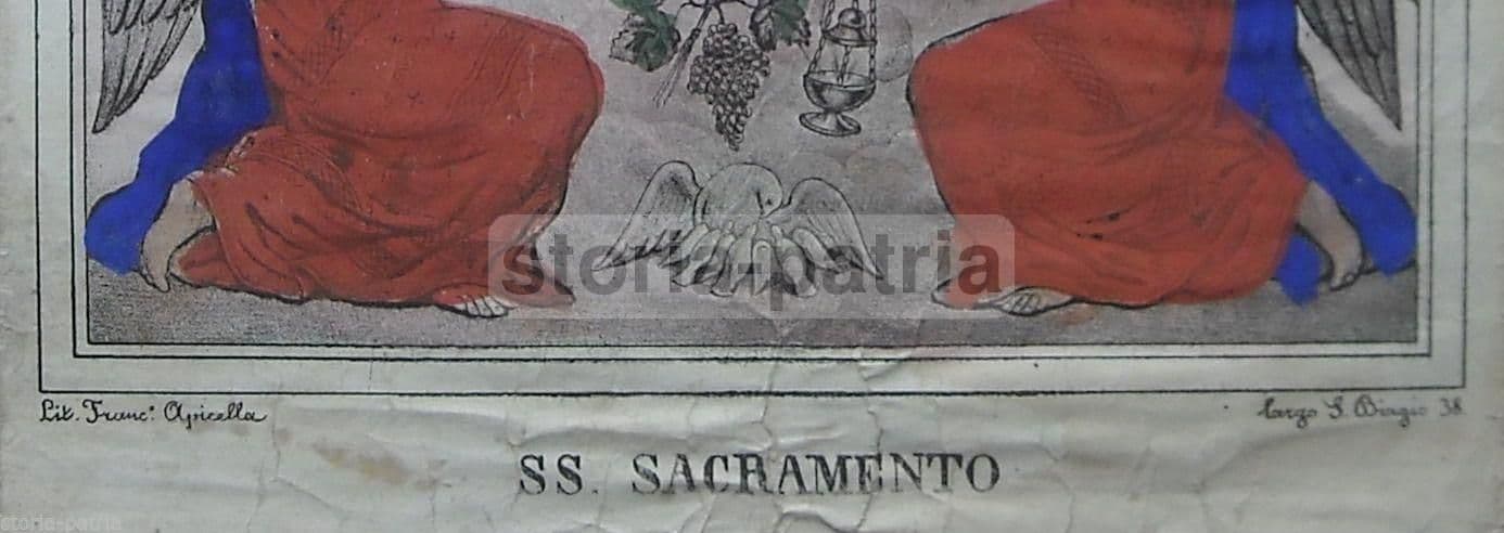 Stampa Devozionale Napoletana SS. Sacramento, Francesco Apicella, XIX Secolo